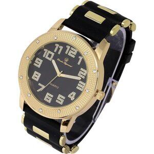 NEW Iced Black/Gold Mens Watch